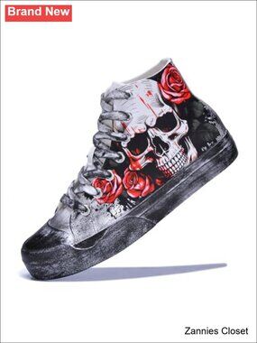 🎄 Gothic Skull Canvas High Top Sneakers Unisex Punk Cosplay Shoes